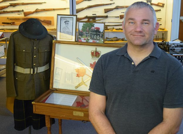 Stacey Niceliu at William Del Donegan display, Hall of Remembrance military museum.