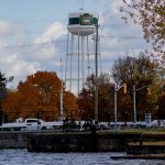 Smiths Falls water tower illuminated with significance through September