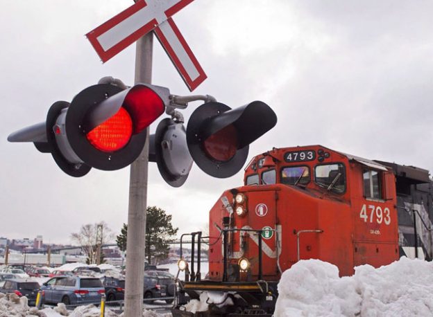 CN Train at railway crossing