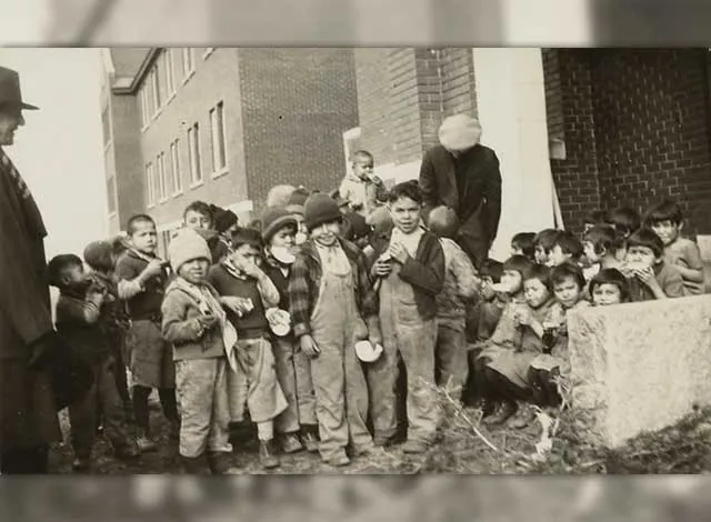 Children at the Kamloops Indian residential school