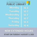 Perth & District Library expands opening hours and services!