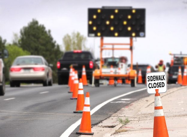 Sidewalk Closed - Road Work