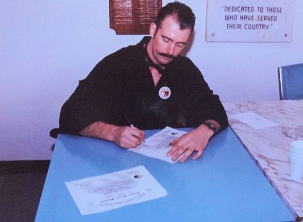 Photo of David Lavery, 30 years ago signing the first contract.