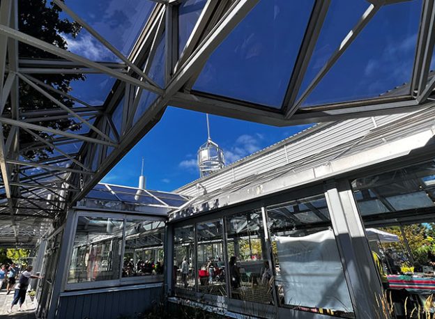 The glass roof of the Crystal Palace