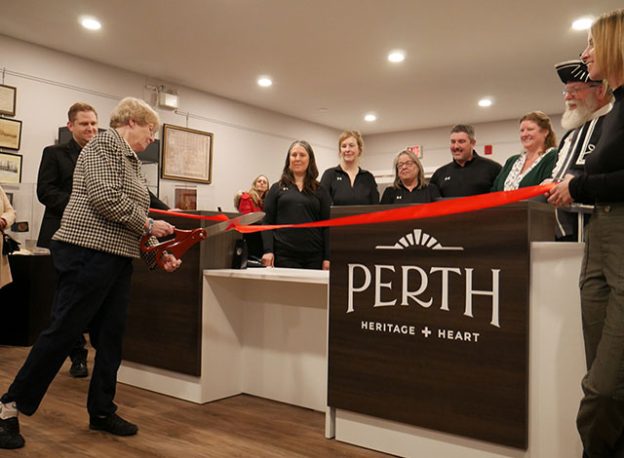 Ribbon cutting at the renovated Perth Visitor Information Centre.