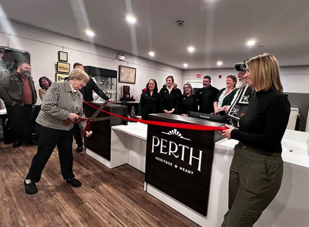 Ribbon cutting at the reopening of Perth Visitor Centre.