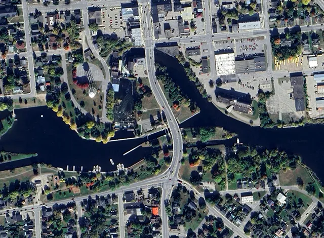 Beckwith St Aerial Veiw Google Earth Aerial view of Beckwith Street, Smiths Falls.